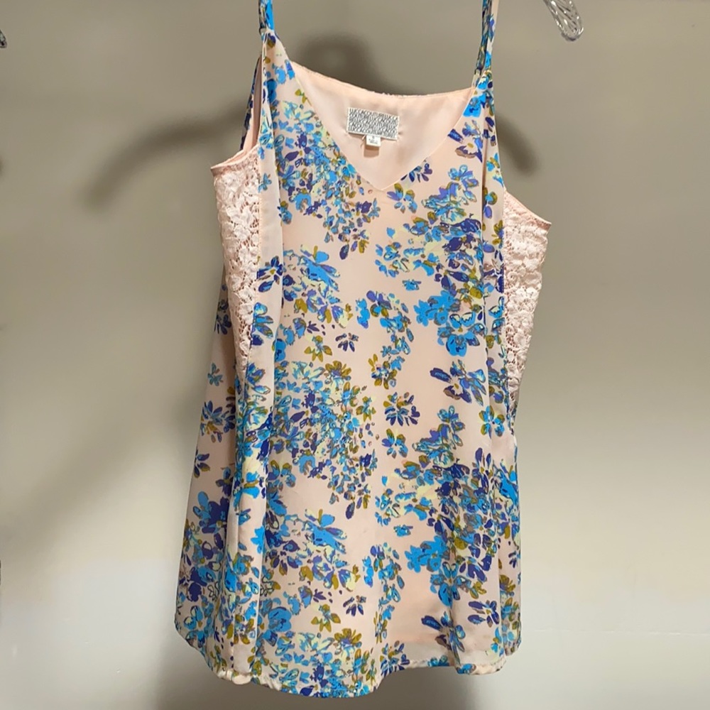 Luca Couture floral tank with lace